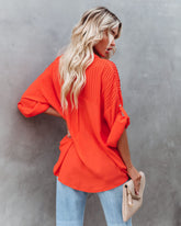 Too Good For You Button-Down-Top - Rot Orange